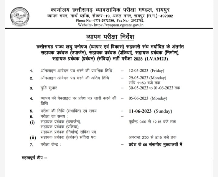 Recruitment 2023 : छत्तीसगढ़ में निकली 180 पदों पर बम्पर भर्ती…