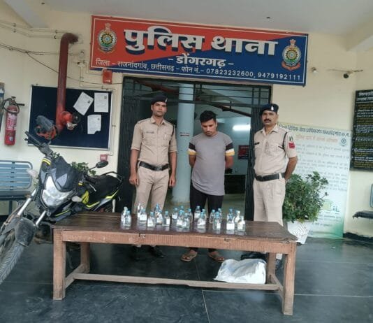 राजनांदगांव : अवैध शराब बिक्री करने वाले कोचिया को देशी प्लेन शराब के साथ किया गया गिरफ्तार…