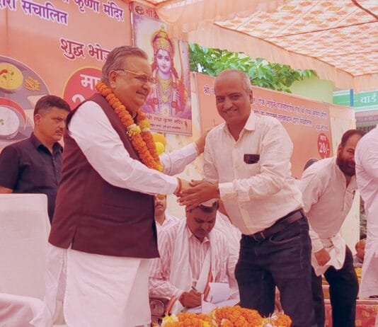 राजनांदगांव में डॉ. रमन सिंह के स्वागत के साथ “राम रसोई” का शुभारंभ, प्रेस क्लब अध्यक्ष सचिन अग्रहरी ने किया स्वागत…