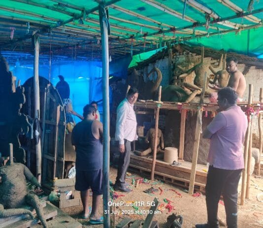 राजनांदगांव: गणेश प्रतिमा निर्माण स्थल निरीक्षण कर प्रतिमा देख आयुक्त ने प्लास्टर आफ पेरिस का उपयोग नही करने संबंधी मूर्तिकारों से ली जानकारी…