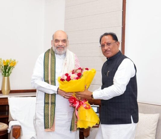 रायपुर : केंद्रीय गृह मंत्री अमित शाह से मिले मुख्यमंत्री विष्णुदेव साय…