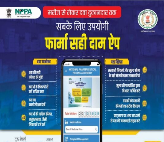 रायपुर : ‘फार्मा सही दाम’ मोबाइल ऐप – दवा कीमतों में पारदर्शिता और उपभोक्ता सशक्तिकरण की दिशा में नया कदम…