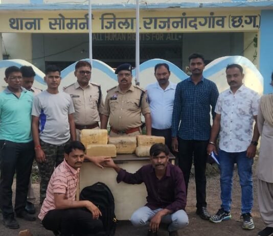 राजनांदगांव : थाना सोमनी पुलिस की बड़ी कार्रवाई, 16 किलो गांजा सहित दो तस्कर गिरफ्तार…