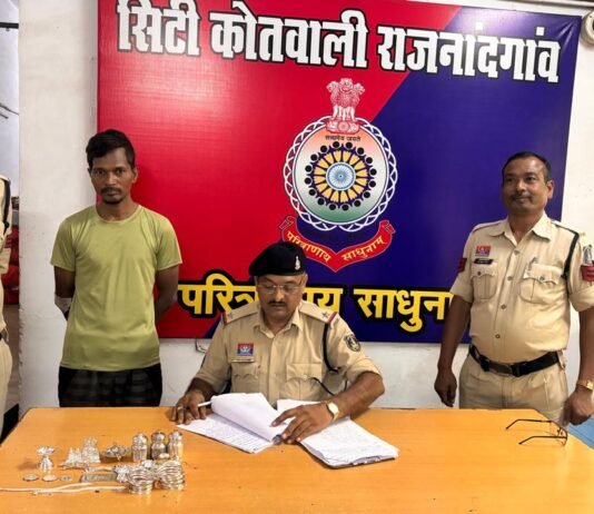 राजनांदगांव : नकबजनी के आरोपी को 24 घंटे में किया गिरफ्तार, 65 हजार रुपए के जेवरात बरामद…
