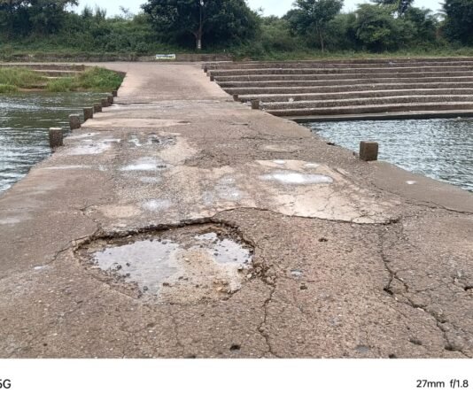 राजनांदगांव:शिवनाथ नदी के जंगलेशर मोखला एनीकट की ऊपरी परत उखड़ी राहगीरों को हो रही परेशानी मरम्मत की मांग…