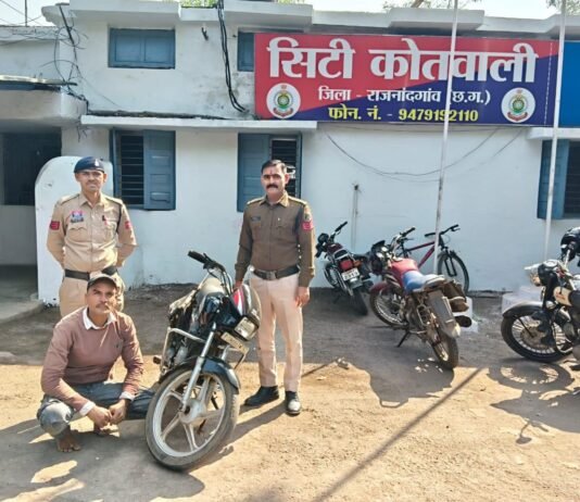 राजनांदगांव: दो साल से फरार बाइक चोर गिरफ्तार, चोरी की स्प्लेंडर मोटरसाइकिल बरामद…