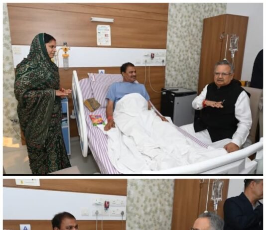 राजनांदगांव: रामकृष्ण अस्पताल पहुंचकर डॉ. रमन सिंह ने महापौर मधुसूदन यादव का जाना हालचाल…