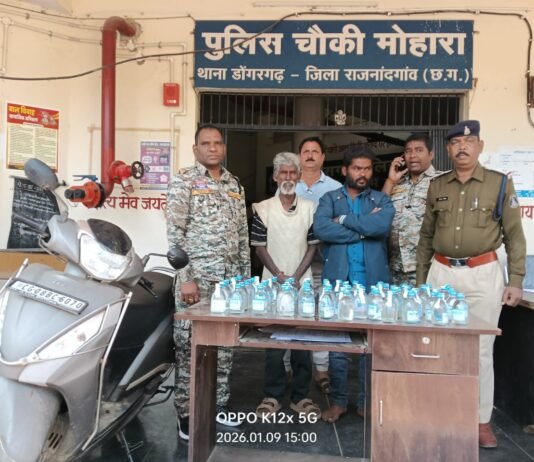 राजनांदगांव : अवैध शराब परिवहन पर चौकी मोहारा पुलिस की कार्रवाई दो आरोपी गिरफ्तार…