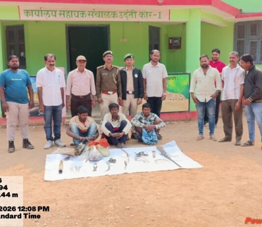 रायपुर : उदंती-सीतानदी टाइगर रिज़र्व में 3 शिकारी गिरफ्तार…