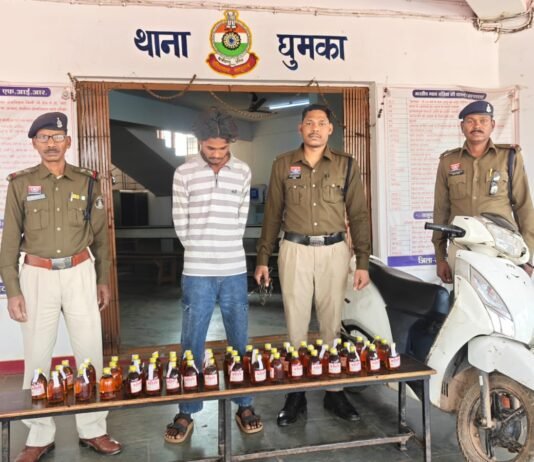 राजनांदगांव: घुमका पुलिस की अवैध शराब पर बड़ी कार्रवाई, स्कूटी से शराब परिवहन करते युवक गिरफ्तार…