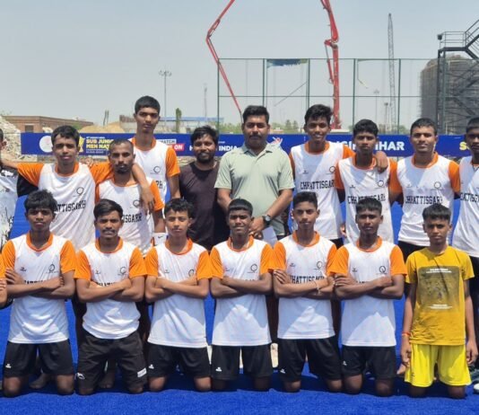 राजनांदगांव: छत्तीसगढ़ हॉकी की दूसरी जीत,हॉकी कर्नाटक को 4 -1 गोल से पराजित किया