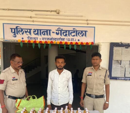 राजनांदगांव: मोटरसाइकिल से अवैध शराब परिवहन करते आरोपी गिरफ्तार…
