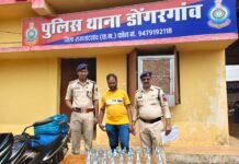 राजनांदगांव: डोंगरगांव पुलिस ने अवैध शराब परिवहन करते कोचिया को दबोचा, शराब और बाइक जब्त…