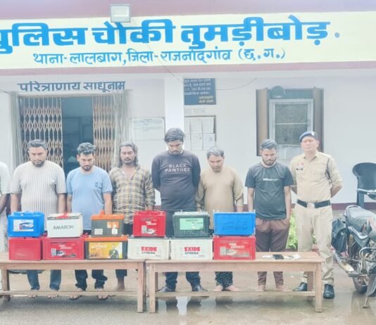 राजनांदगांव : डोंगरगढ़ में ट्रैक्टर बैटरी चुराकर बेचने वाला गैंग गिरफ्तार, 7 आरोपी सलाखों के पीछे…