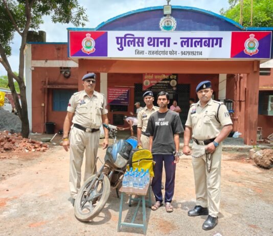 राजनांदगांव: बायपास रोड पर शराब तस्करी नाकाम, लालबाग पुलिस ने आरोपी और नाबालिग को दबोचा…