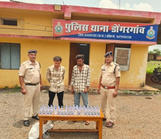 राजनांदगांव: गिरगांव चौक में अवैध शराब बिक्री का खुलासा, 60 पौवा शराब के साथ दो गिरफ्तार…