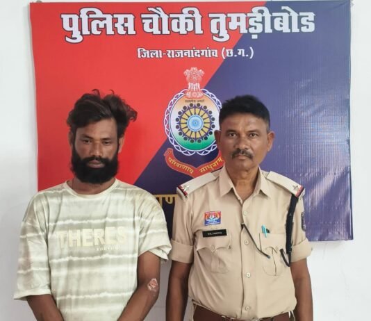 राजनांदगांव: अवैध शराब बिक्री पर तुमड़ीबोड़ पुलिस की कार्रवाई, 12 पौवा शराब सहित आरोपी गिरफ्तार…