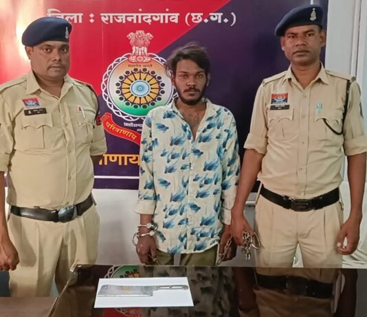 राजनांदगांव : बाजार चौक में धारदार हथियार लहराकर लोगों को डराने वाला आरोपी गिरफ्तार…