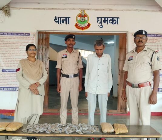 राजनांदगाव : घुमका पुलिस की कार्रवाई, 2.575 किलो गांजा के साथ एक आरोपी गिरफ्तार…