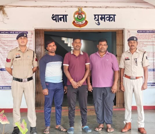 राजनांदगांव: घर में घुसकर गाली-गलौज और मारपीट करने वाले तीन आरोपी गिरफ्तार…