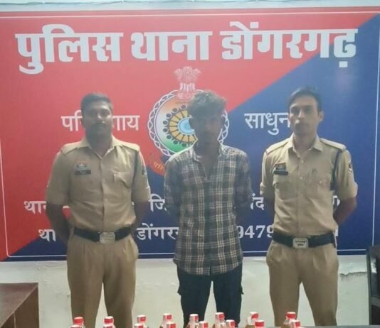 राजनांदगांव : डोंगरगढ़ में अवैध शराब बिक्री करते एक आरोपी गिरफ्तार, 28 पौवा देशी शराब जब्त…